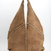 Apricot suede triangle tote bag with eyelets