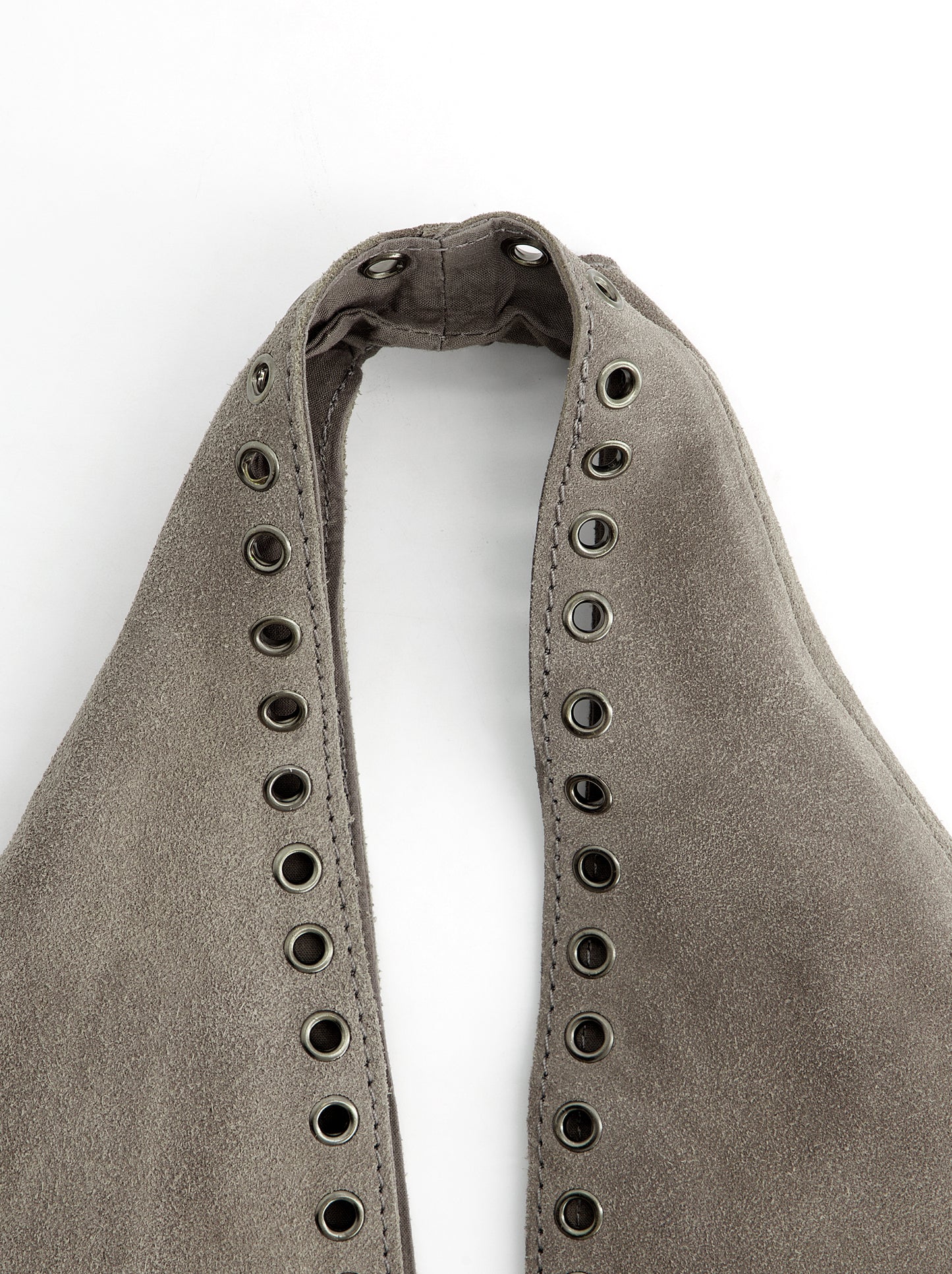 Maxi bolso triángulo de ante con ojales - Apricott