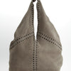 Apricot suede triangle tote bag with eyelets