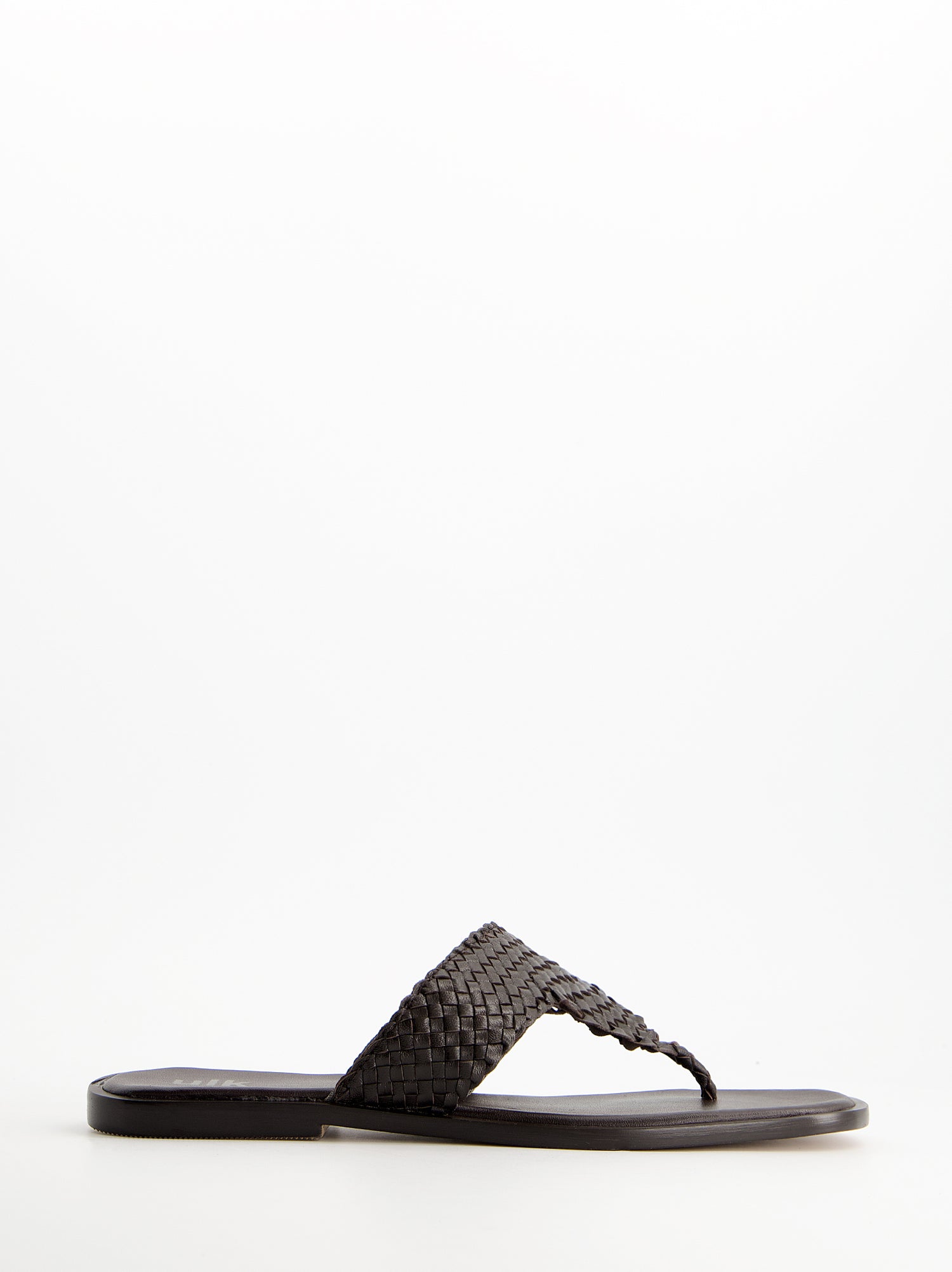 Sandalia thong de piel trenzada - Castor