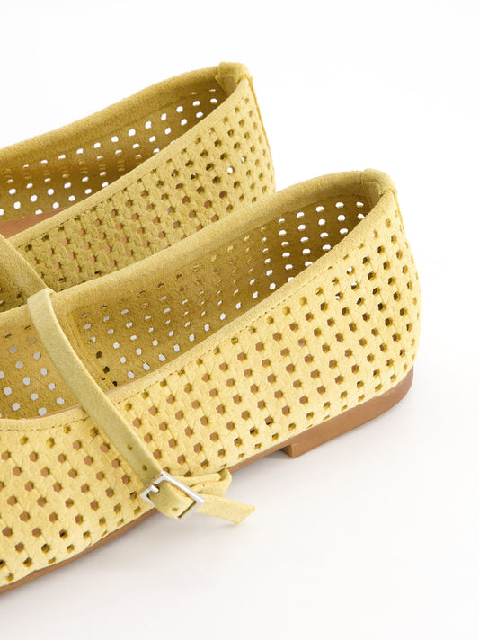 Die-cut suede Mary Jane ballet flats - Linke