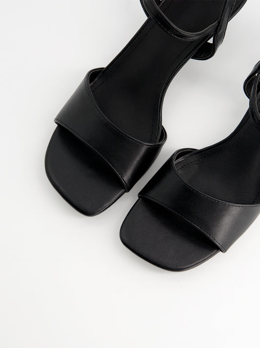 Sandalias negras tacón bajo - Partty