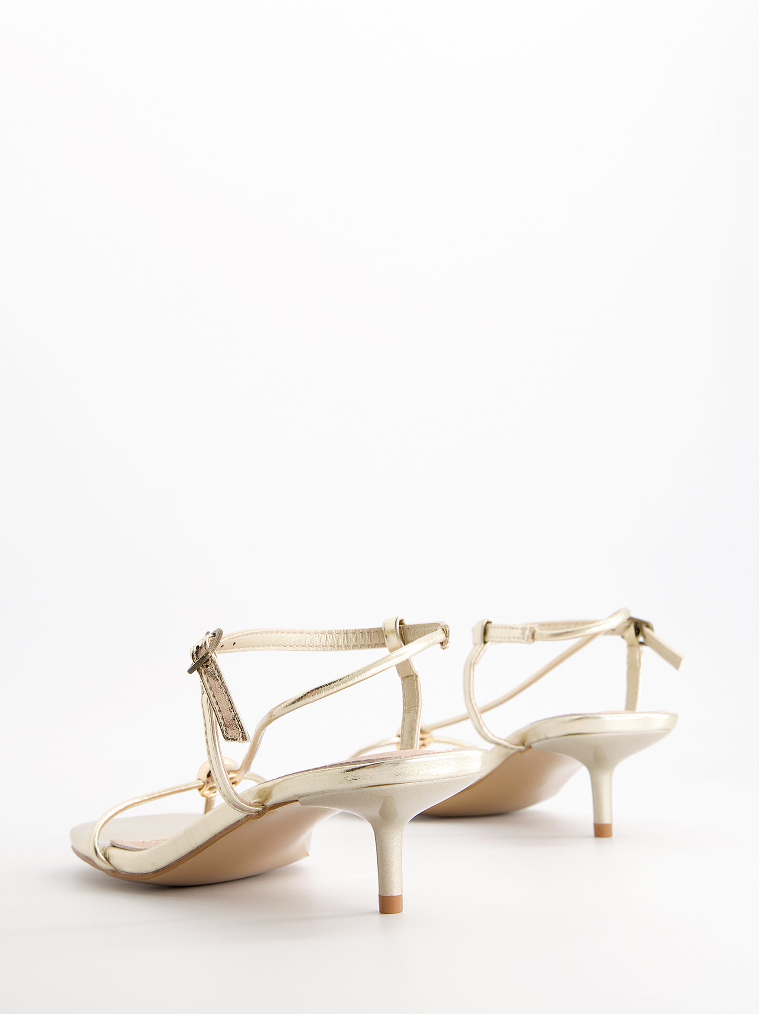 Bolly - Gold Thin Strap Low Heel Sandals