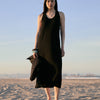 Vestido negro fluido aperturas bajo - Gib