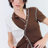 Brown T-shirt with contrasting trim detail - Mani