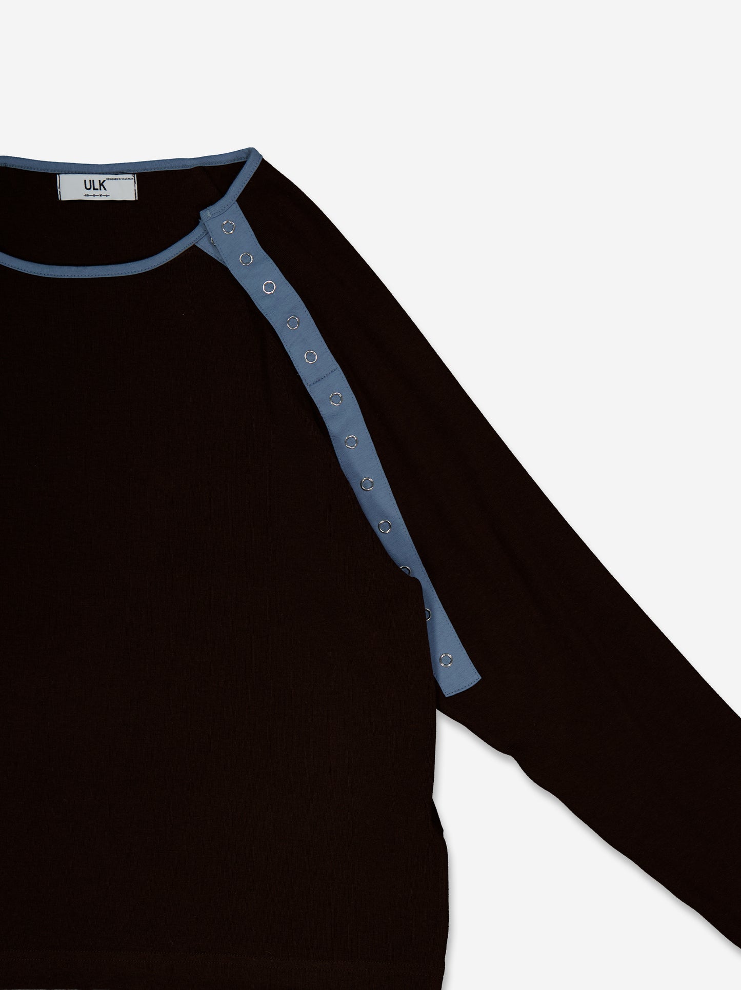 Asymmetric button-neck long-sleeve T-shirt - Elior