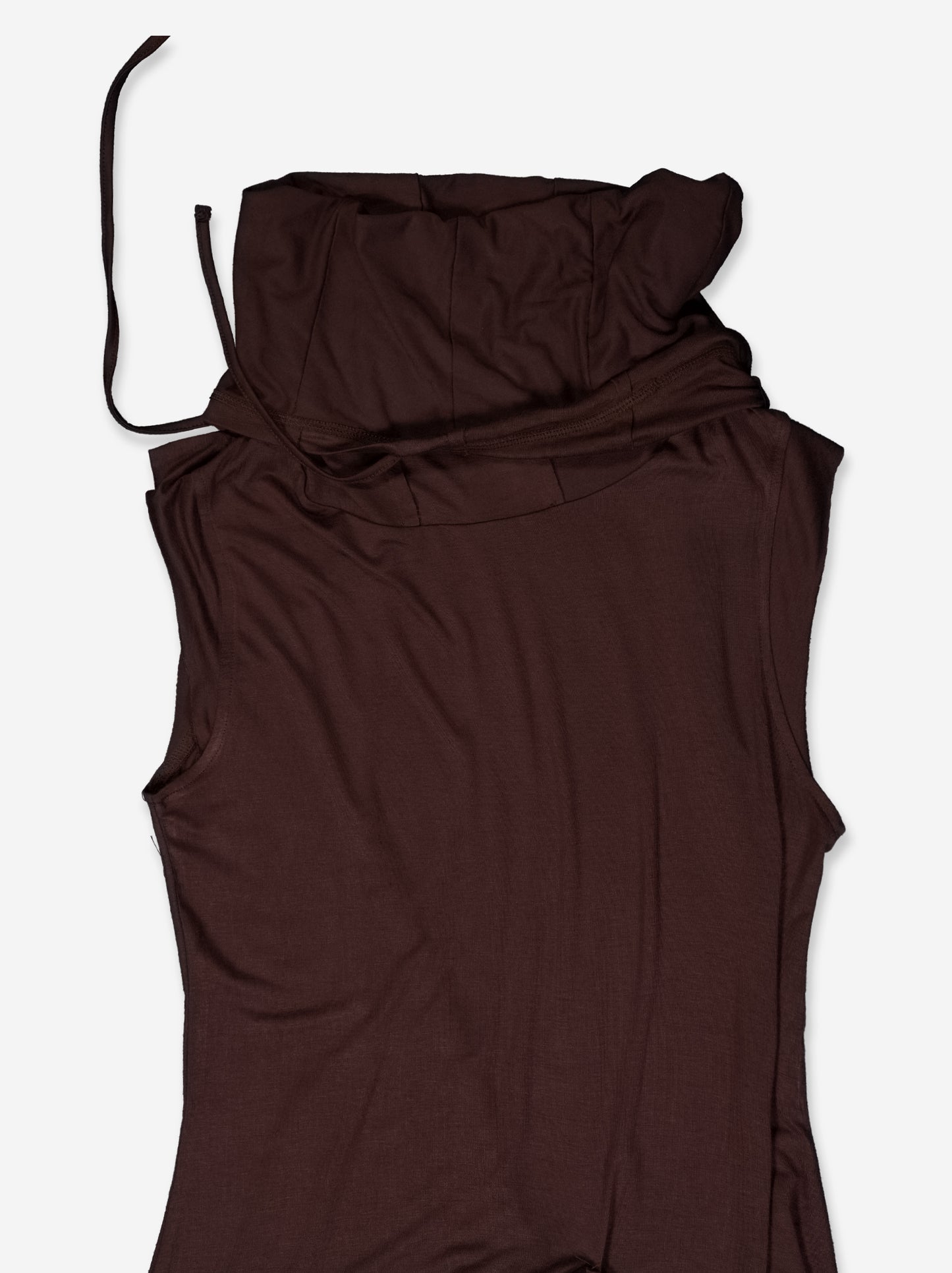 Vestido con bolsillo lateral cuello alto y bajo fruncido - Chao