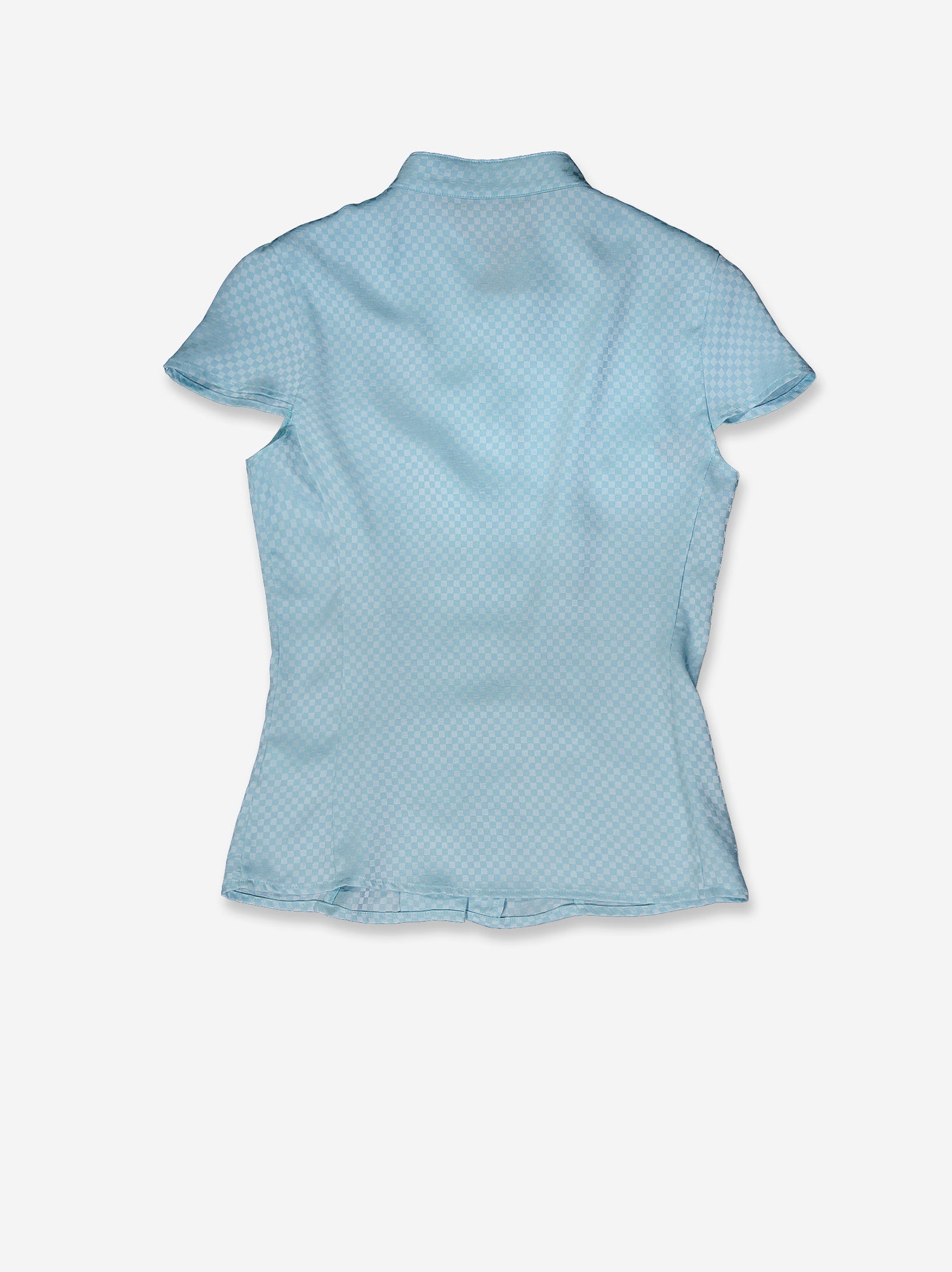 Camisa satinada azul con estampado jacquard - Rin