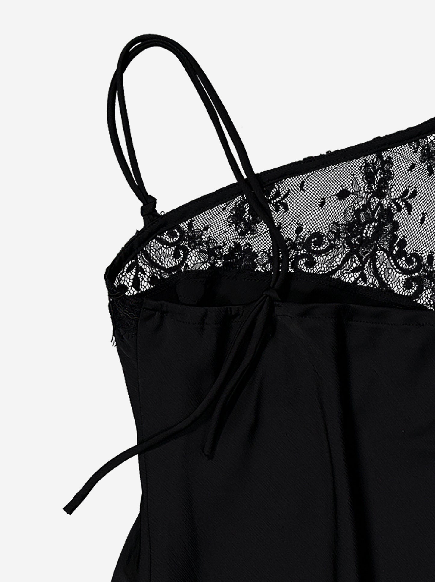 Black top with lace and asymmetrical straps - Calia