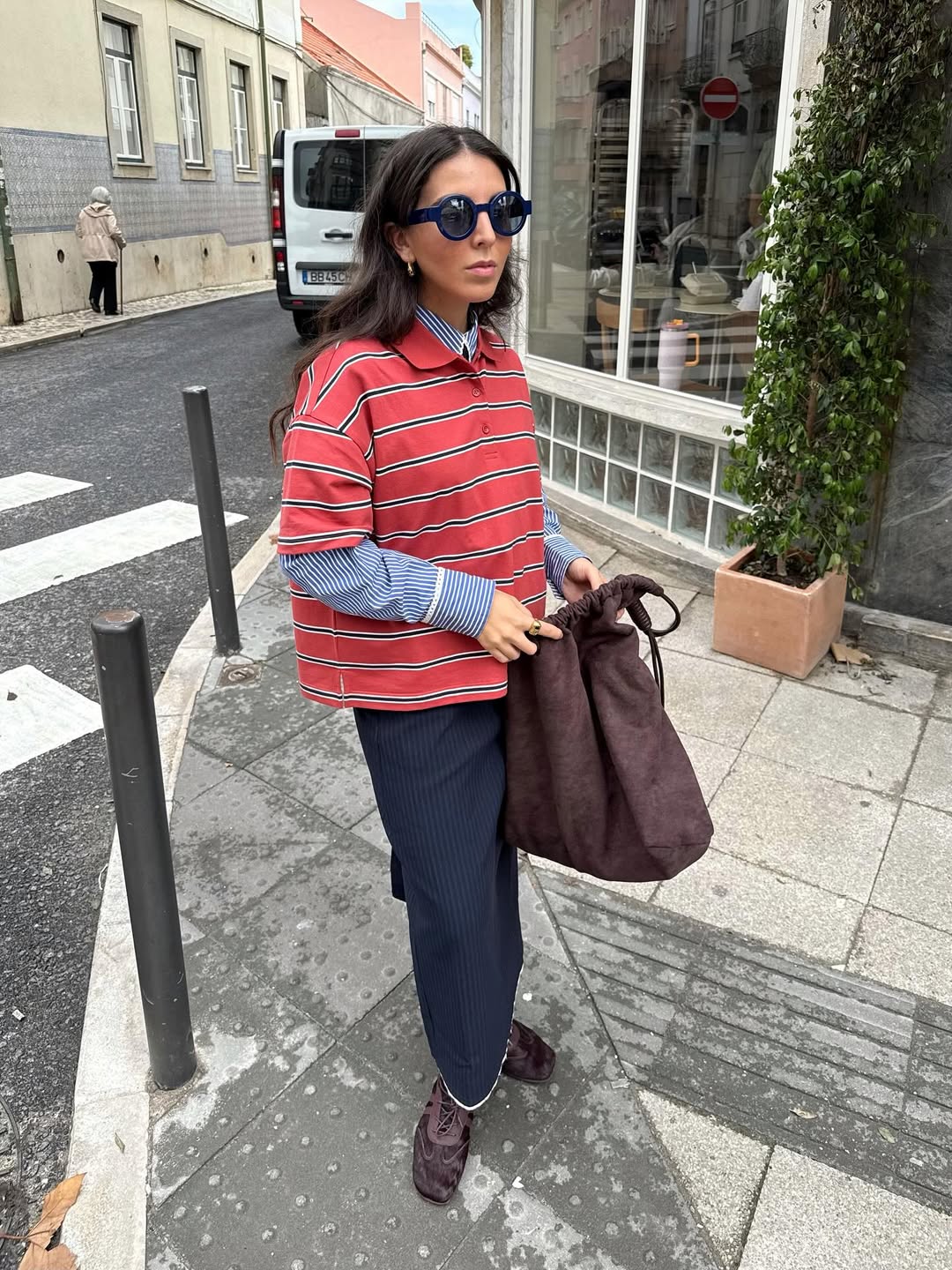 Striped polo neck t-shirt - ULK Sakura