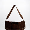 Bolso De Piel Serraje Marrón Con Asa Extraíble -Tini