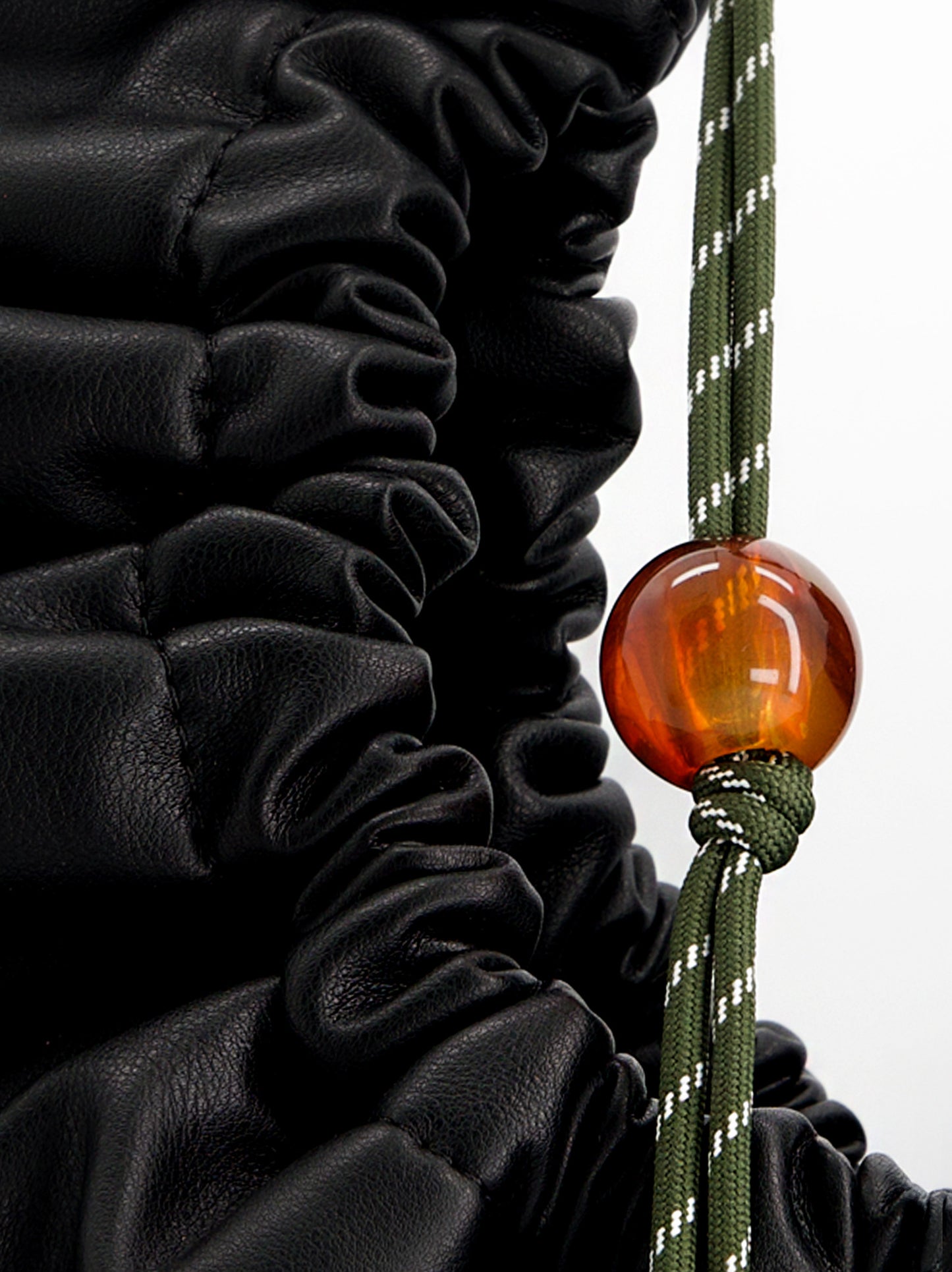 Black faux leather ruched bag - ULK Bolor