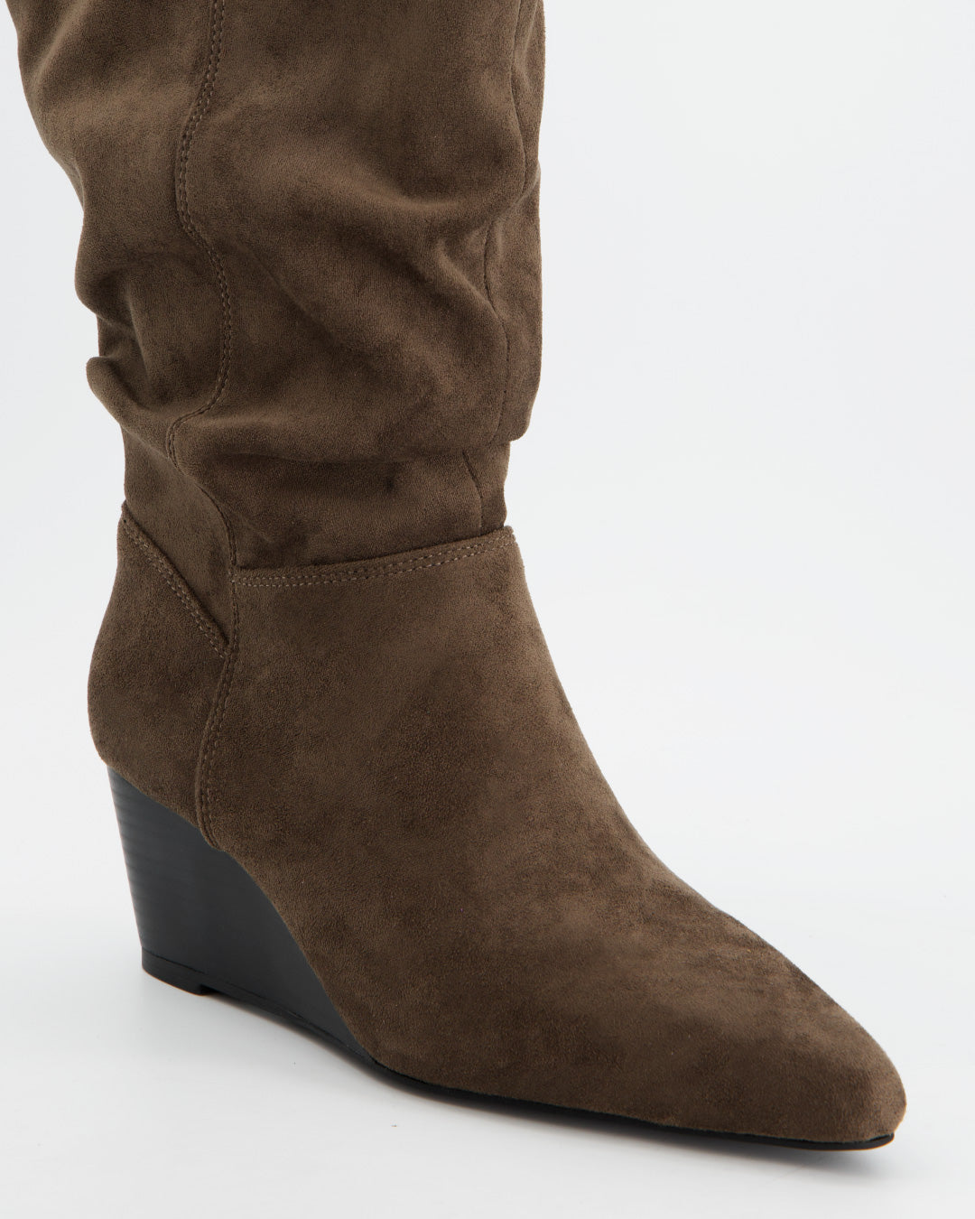Botas altas marrón taupe de efecto ante con cuña - Prism