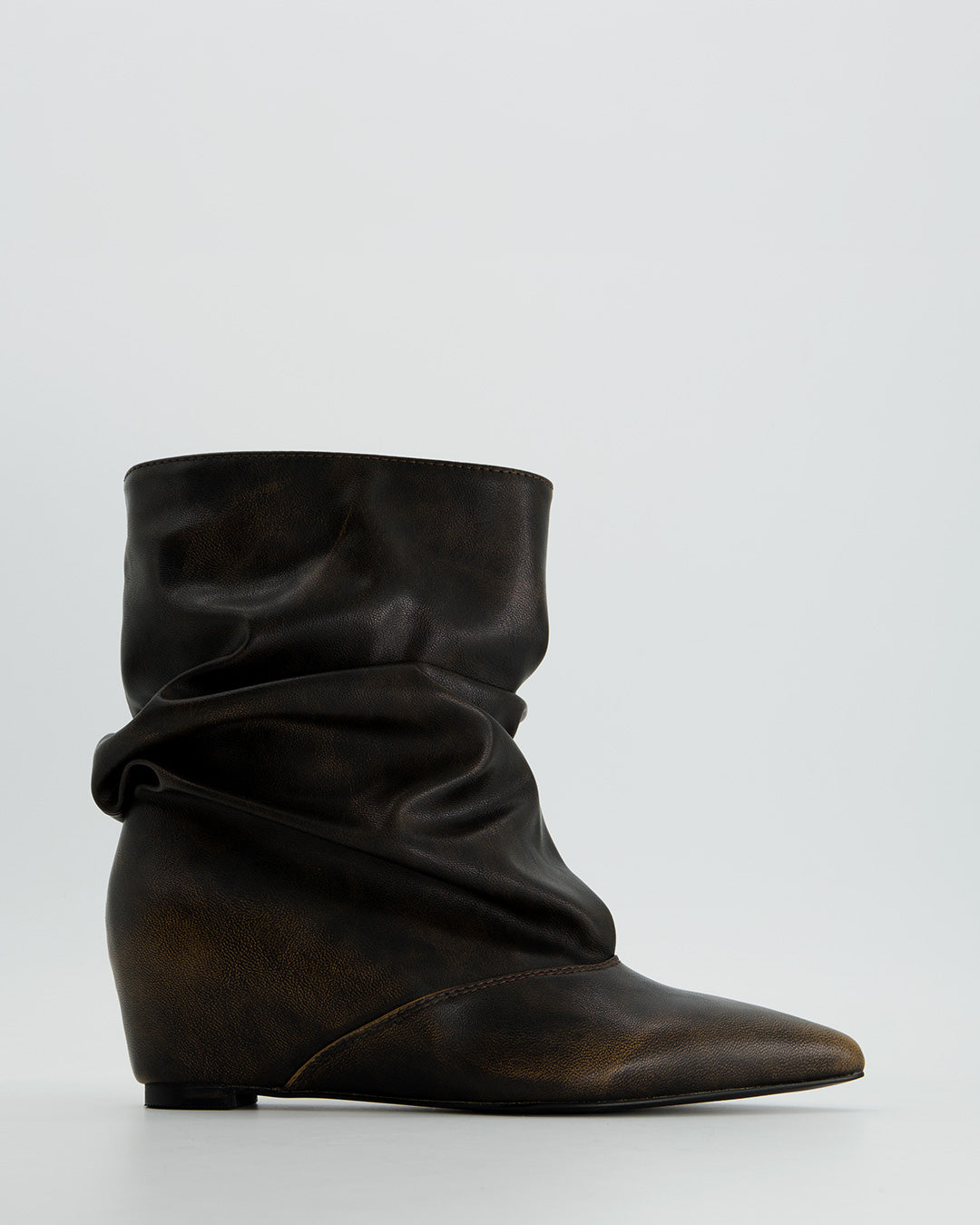 Botines de piel marrón con cuña - Rugge