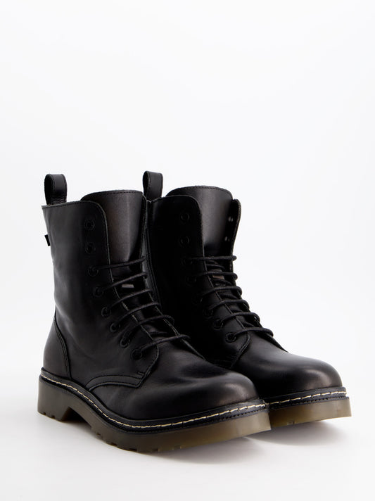 Black leather military boots - Fanny