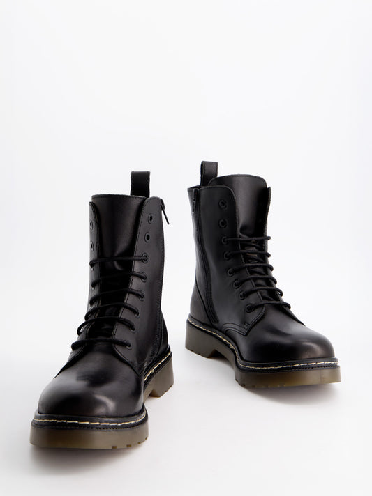 Black leather military boots - Fanny