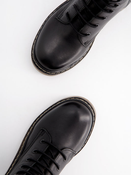 Black leather military boots - Fanny