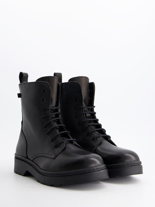 Black leather military boots - Fanny