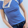 Camiseta azul con aberturas en contraste - Vita
