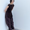 Brown short dress with side ruching - Xiqueta