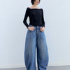 Washed blue wide leg jeans - You are