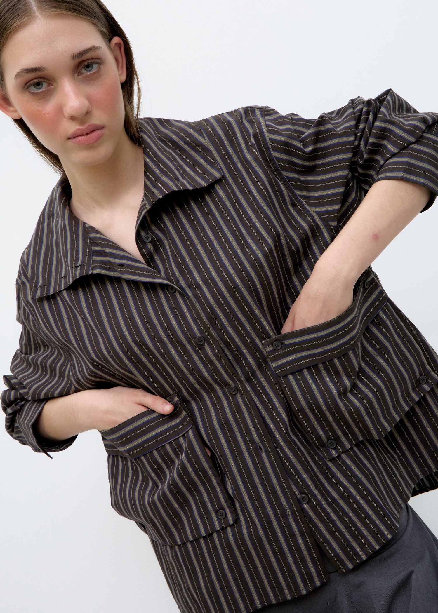 Camisa Oversize De Rayas Con bolsillos - Kiro