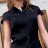 Camisa satinada negra con estampado jacquard - Rin