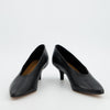 Black leather low-heeled pointed toe court shoes - Sizes