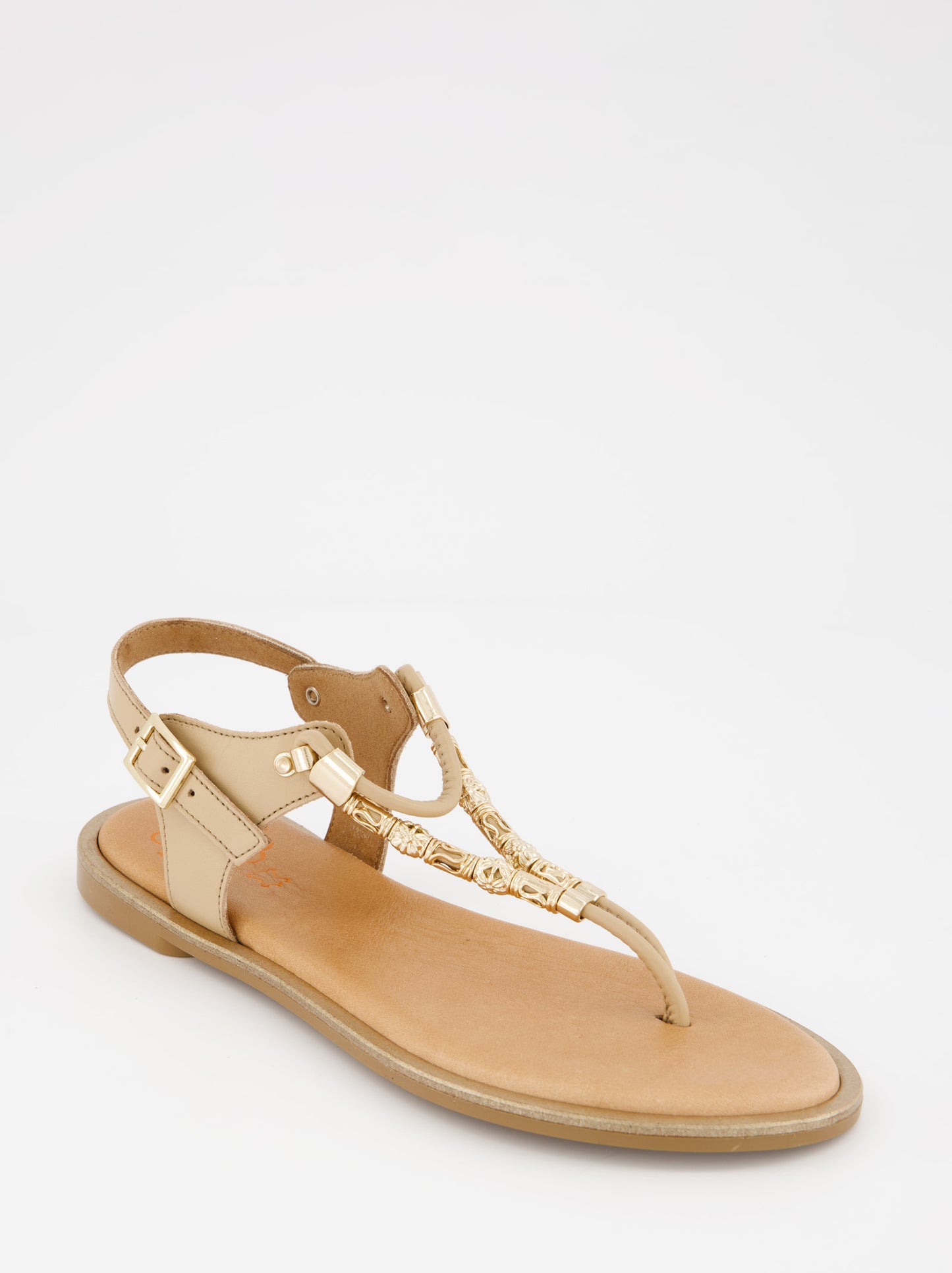 Porronet flat leather slave sandal with beads