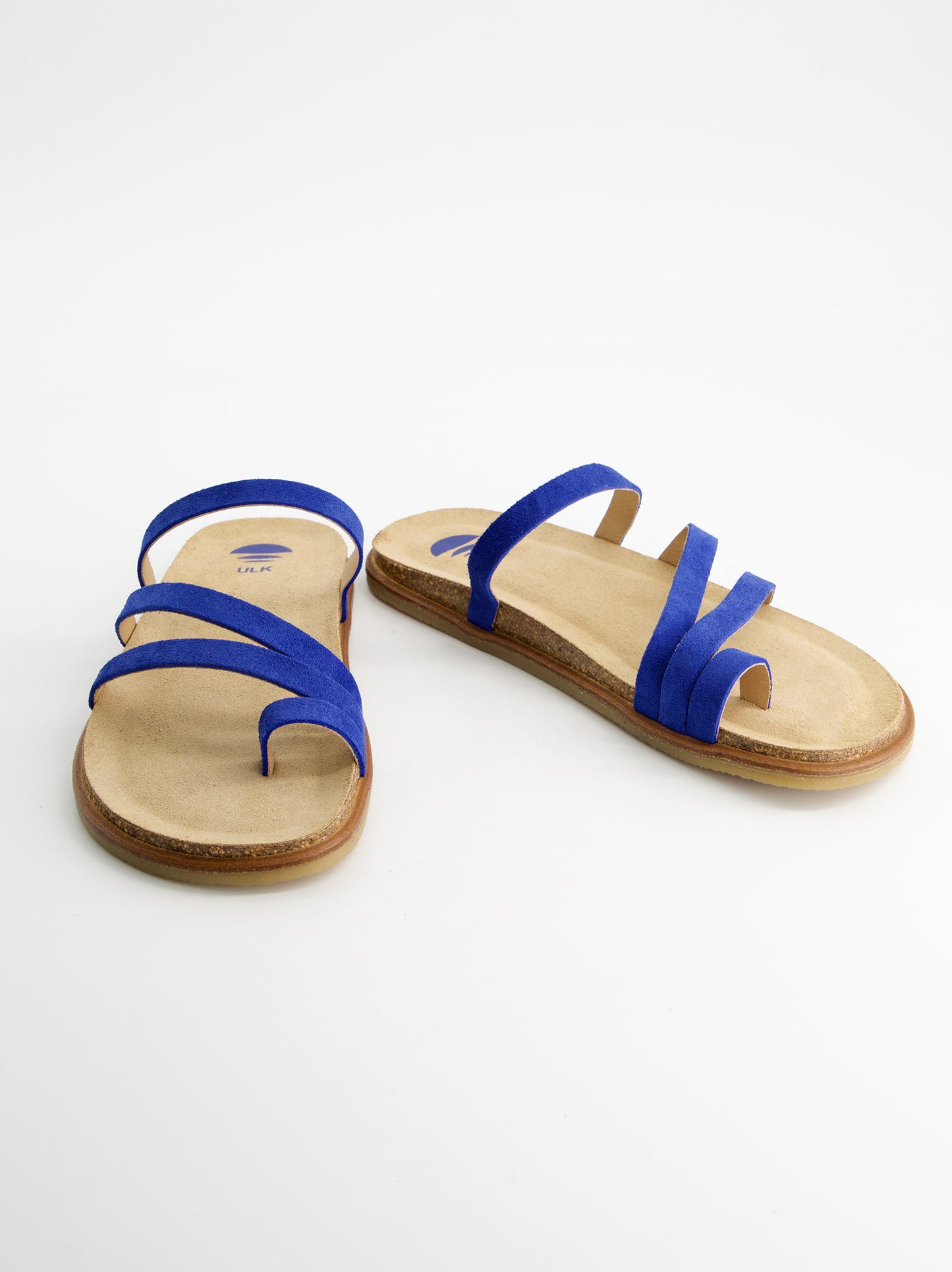 Sandalias Planas De Serraje Azul - Vane