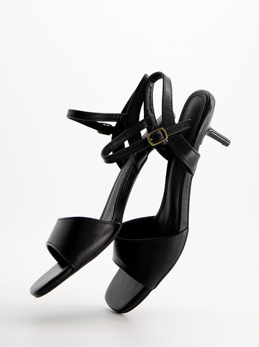 Sandalias negras tacón bajo - Partty