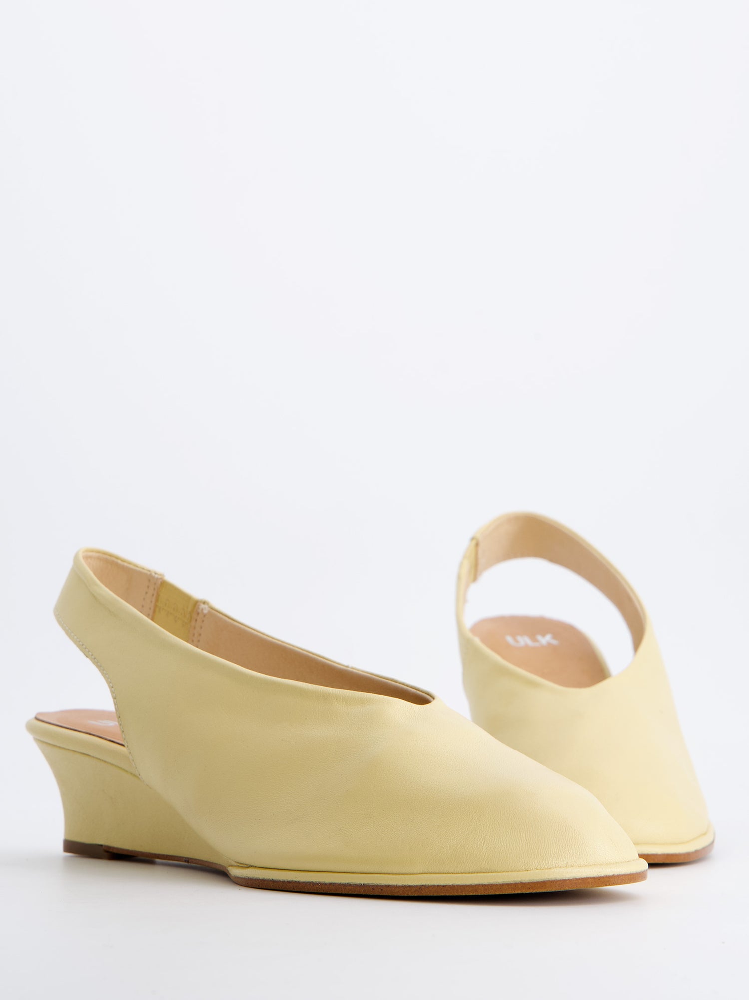 Sandalia De Cuña De Piel Amarillo - Selein
