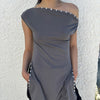 Vestido ajustado con fruncido lateral gris - Xiqueta