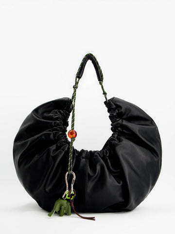Bolso negro fruncido efecto piel - Bolor