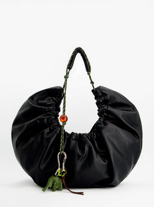 Bolso negro fruncido efecto piel - Bolor