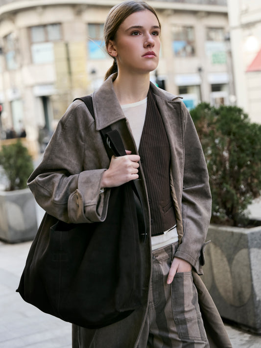 Bolso hobo de ante marrón - Carmeneta