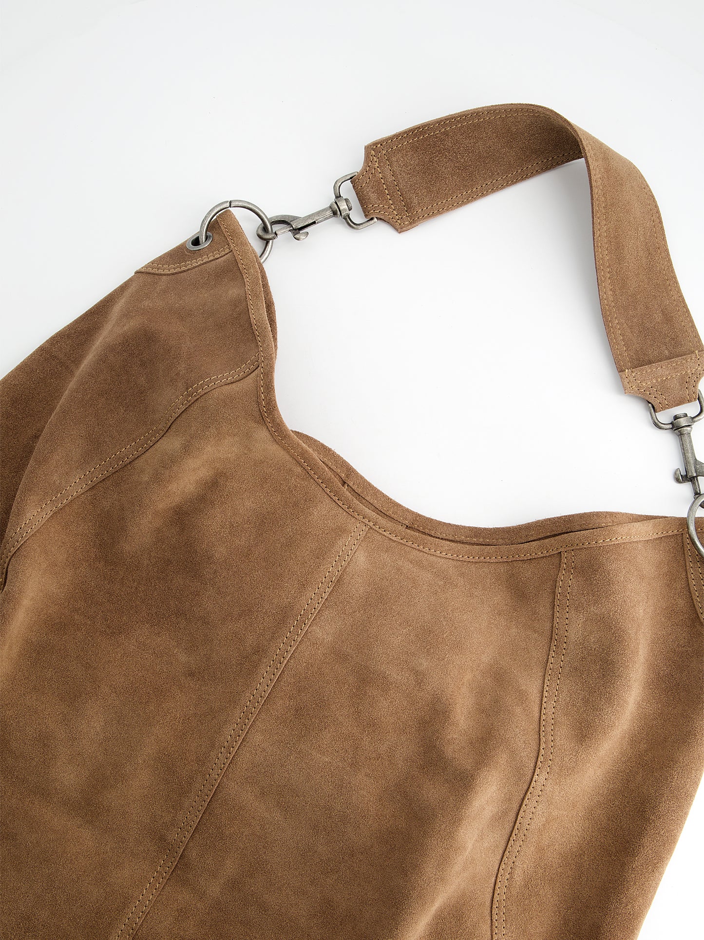 Bolso hobo en ante con mosquetones - Apris