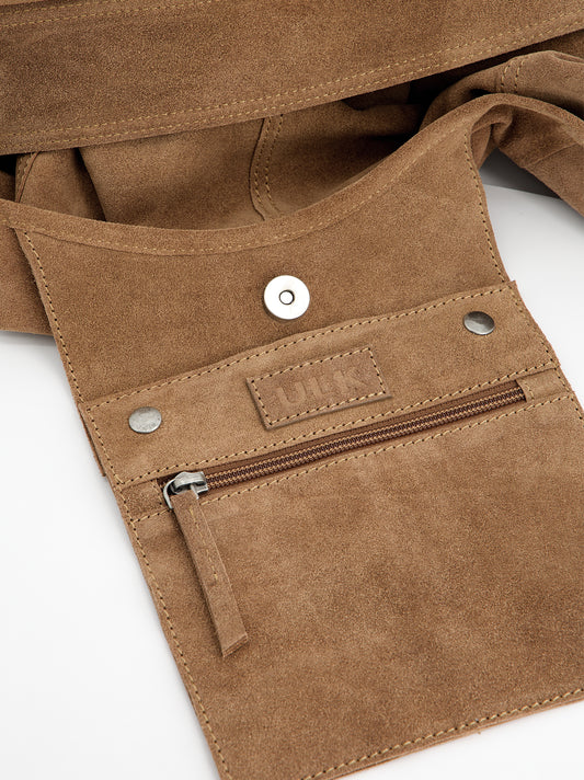 Bolso hobo en ante con mosquetones - Apris