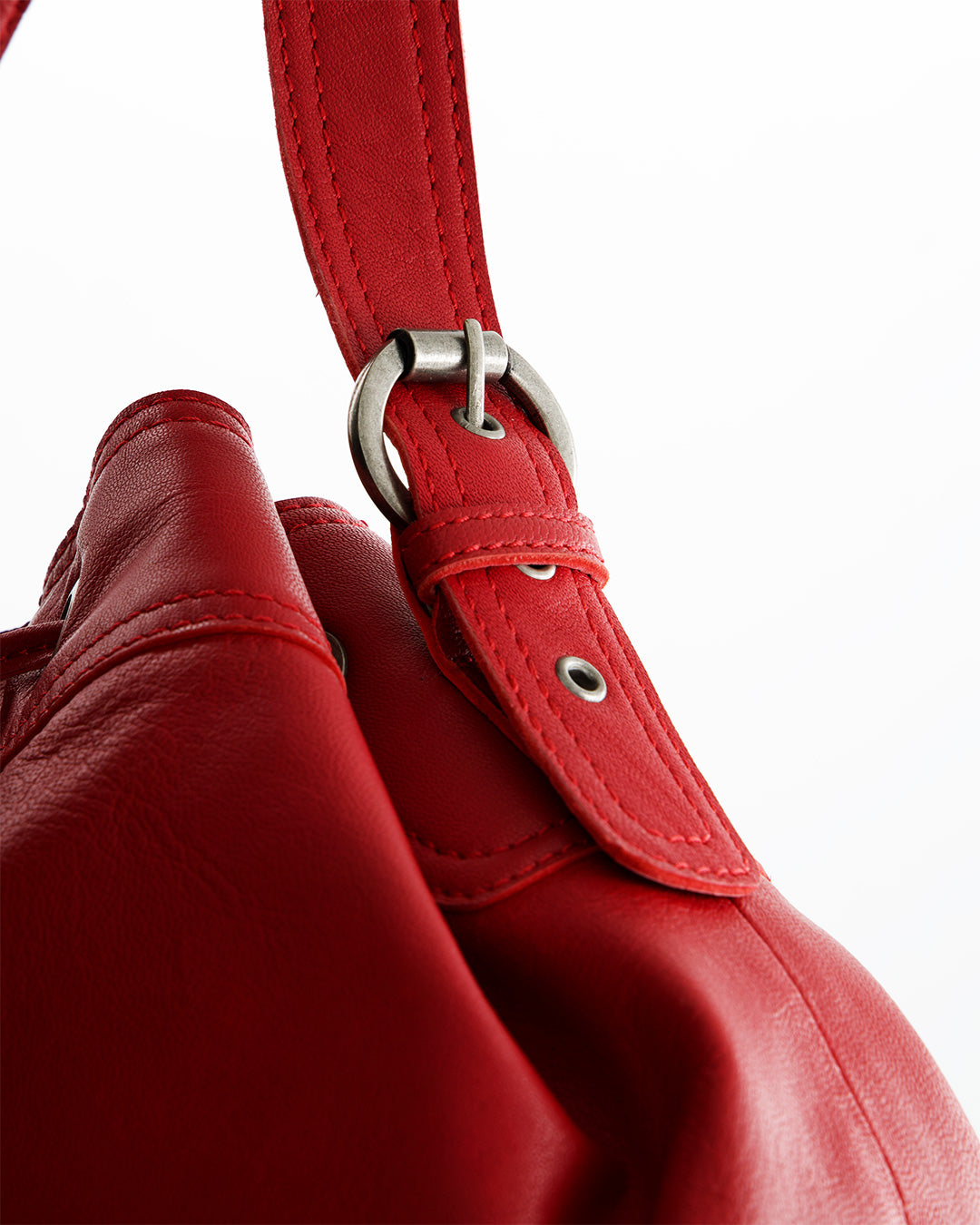 Red leather handbag - Pomelie