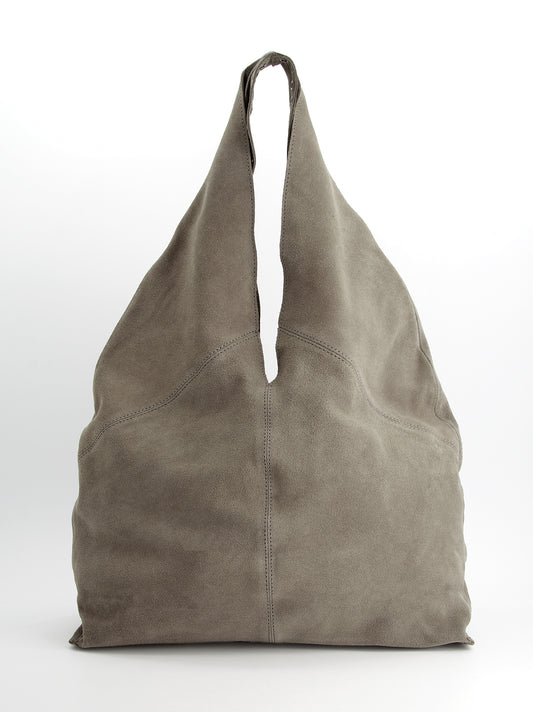 Maxi bolso triángulo de ante con ojales - Apricott