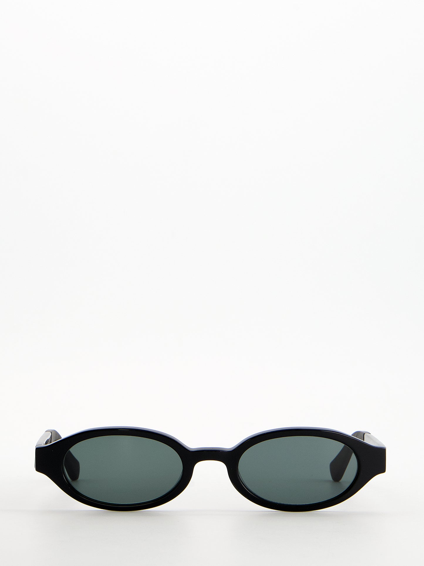 Newcom - Black Oval Sunglasses with Green Lenses
