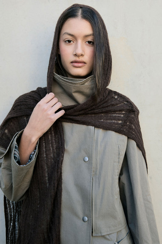 Multi-position knitted cardigan with hood - Venus