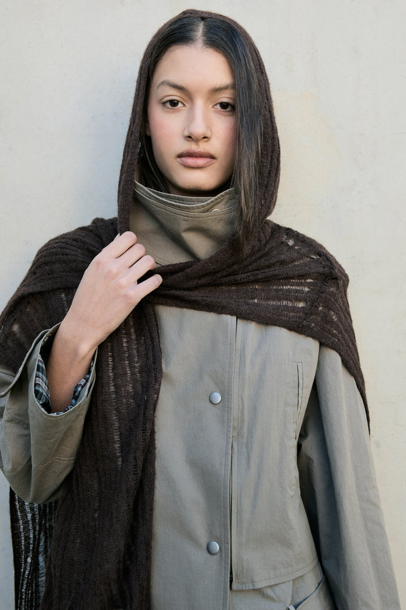 Capa-cardigan de punto multiposición con capucha - Venus