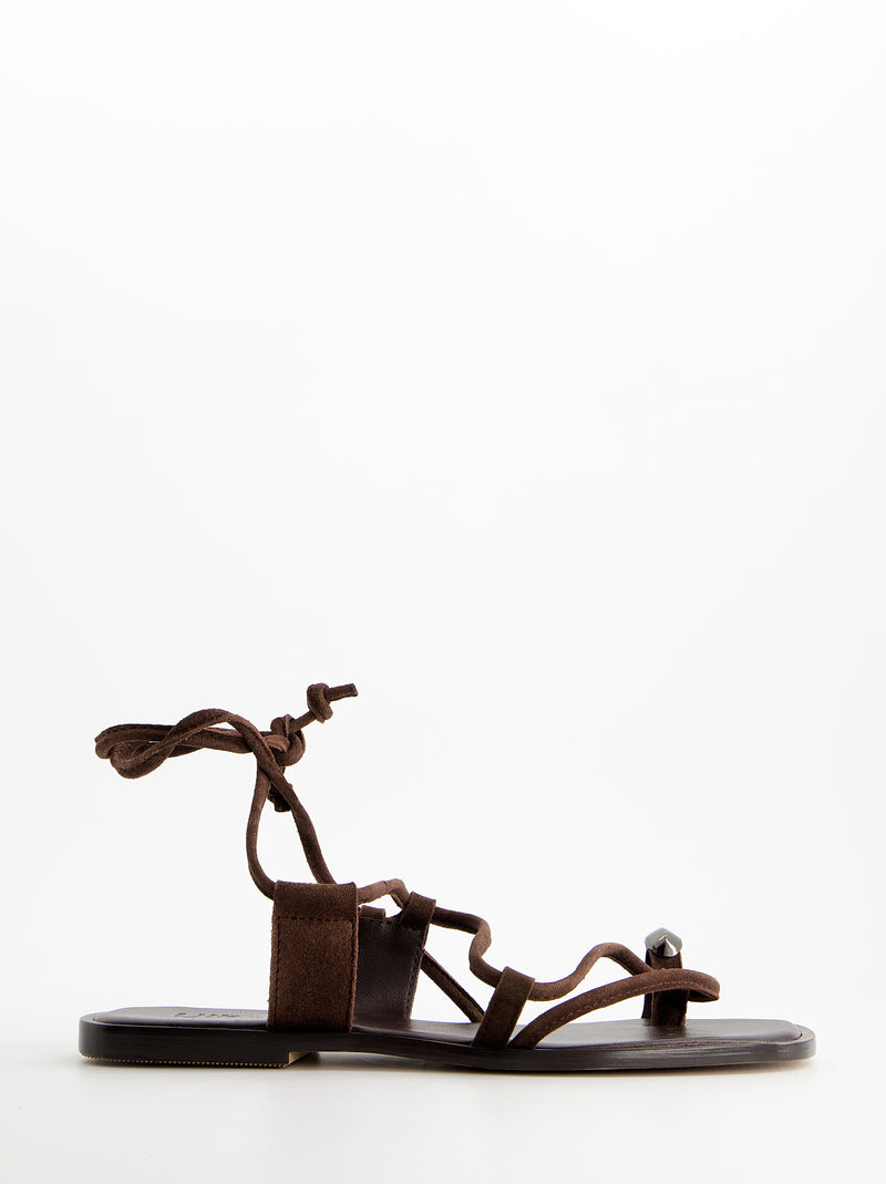 Sandalias de tiras en ante con pieza metálica - Zura