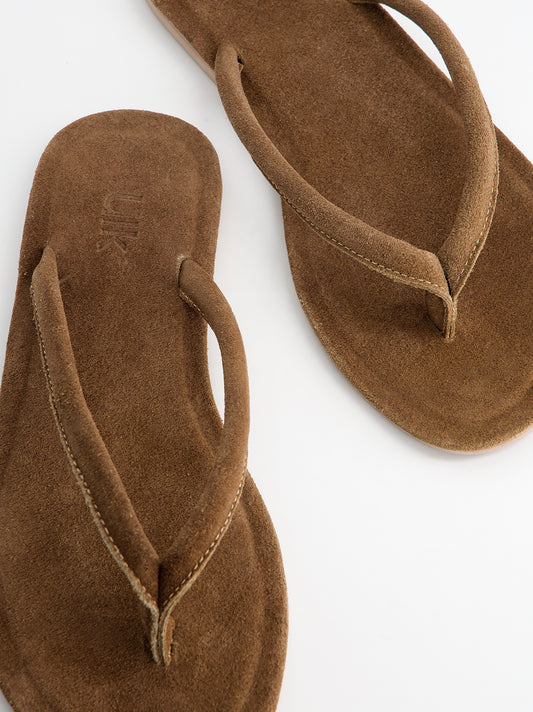 Sandalias de dedo en ante - Nude