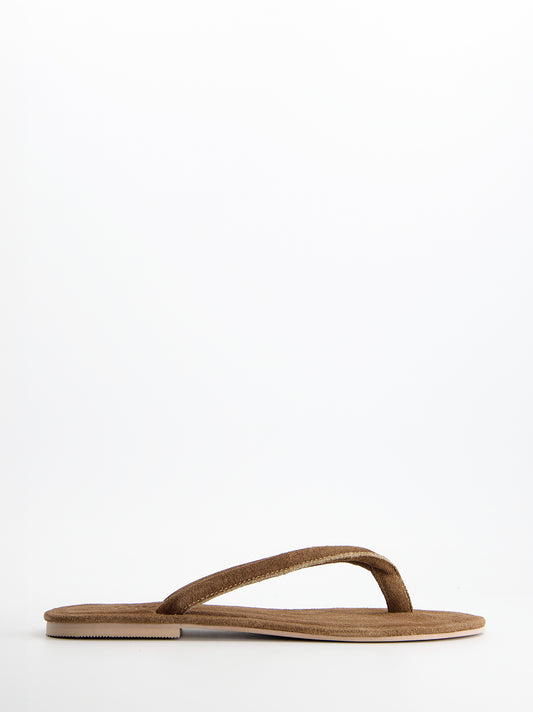 Sandalias de dedo en ante - Nude