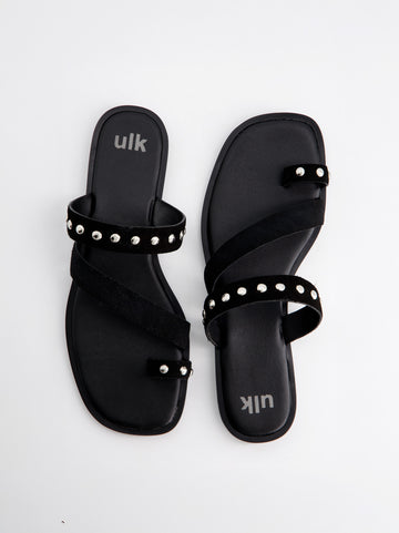 Sandalias negras de piel con tachuelas - Barroca
