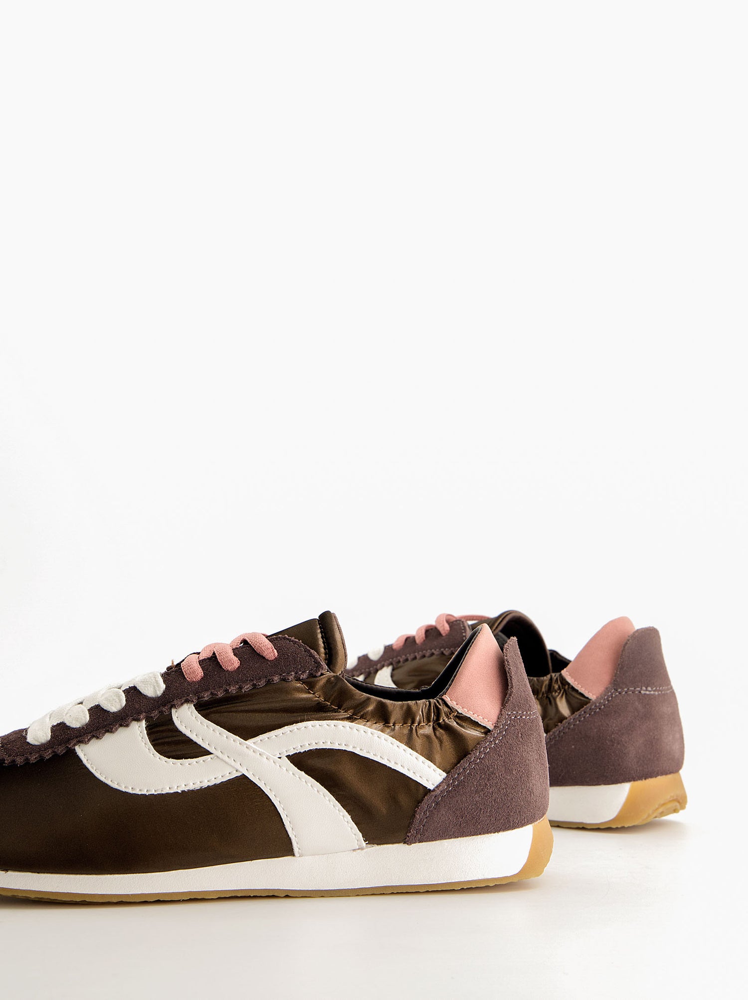 Suede and nylon trainers with gathered detail - Barten