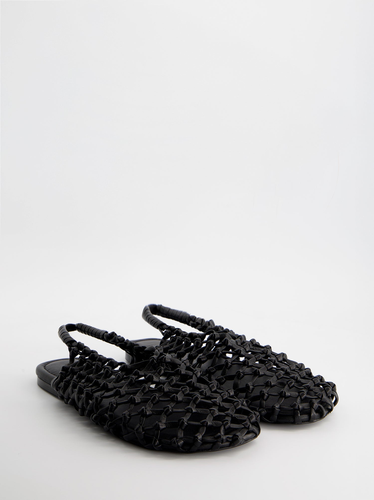 Sandalias negras de piel trenzada - Thunder
