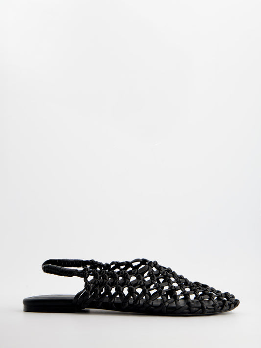 Sandalias negras de piel trenzada - Thunder